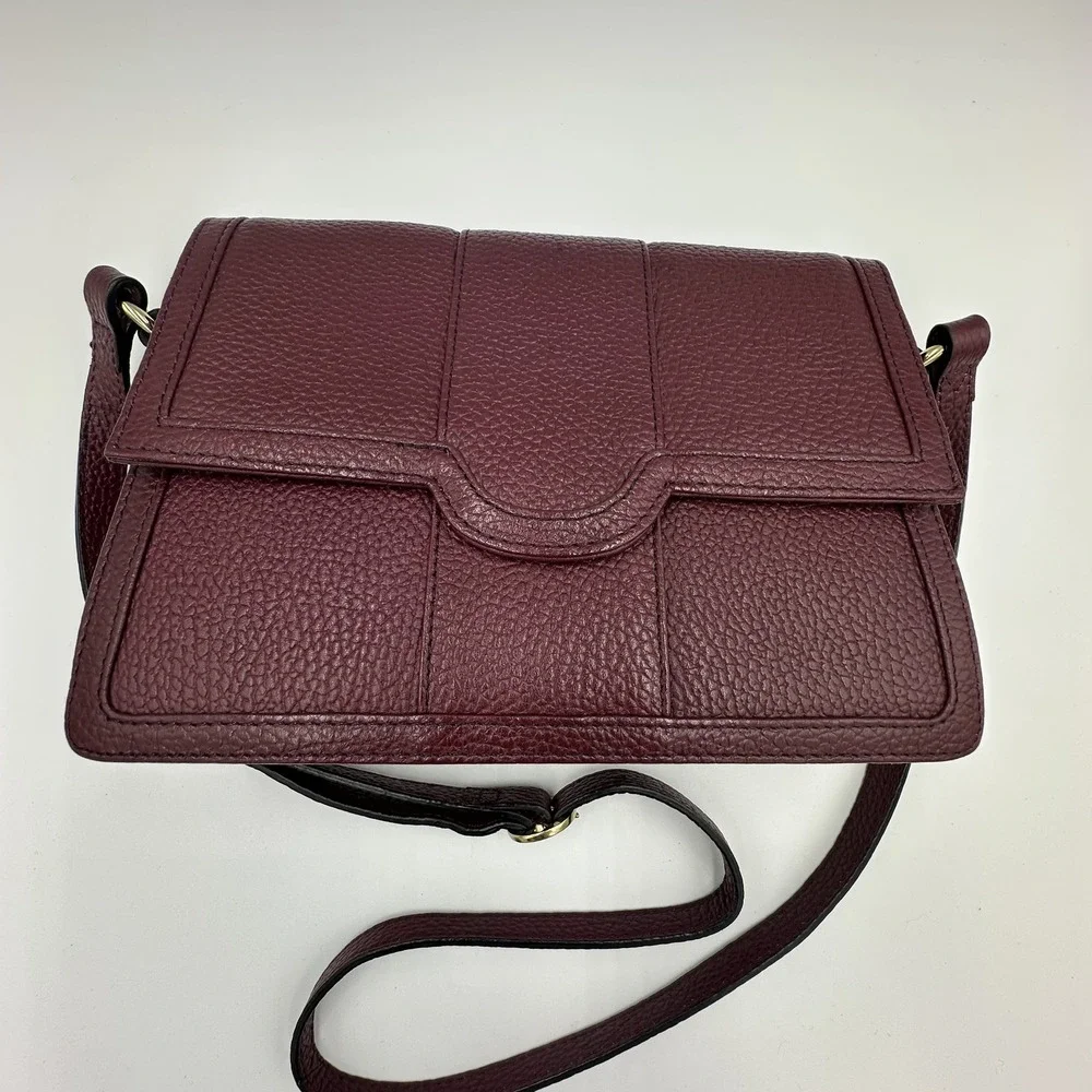 Corder London Emmeline Pebbled Leather Crossbody Bag Dark Cherry Preppy Festival
